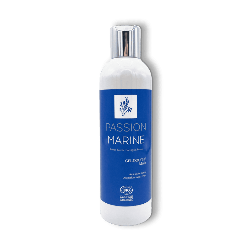 Flacon de gel douche marin de la marque Passion Marine