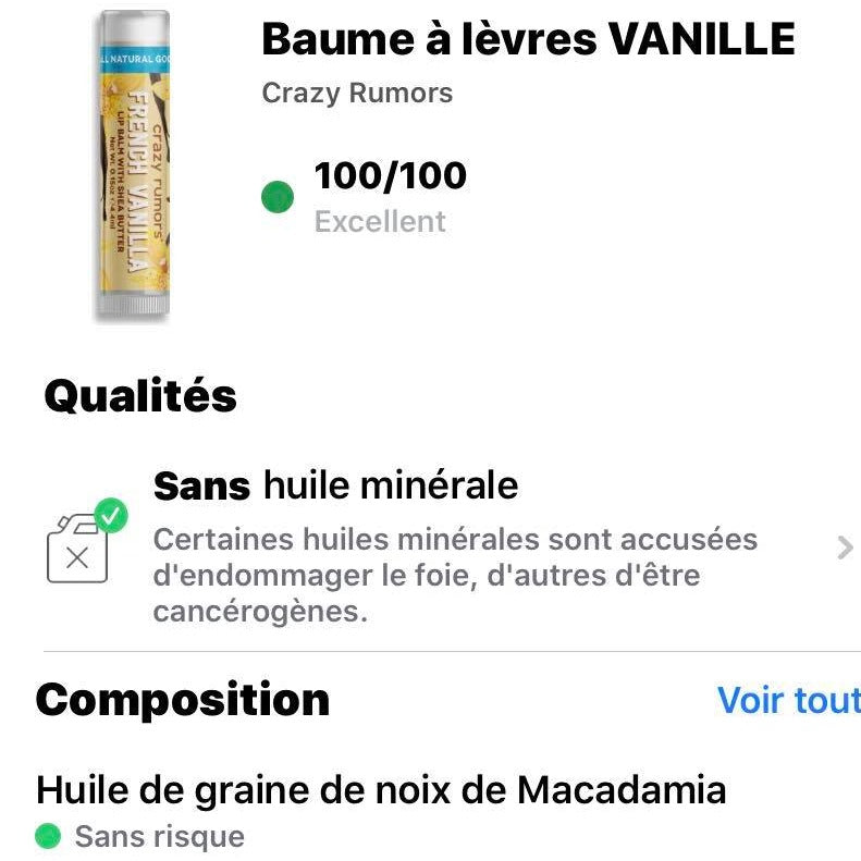 Baume à lèvres parfumé vanille des îles
