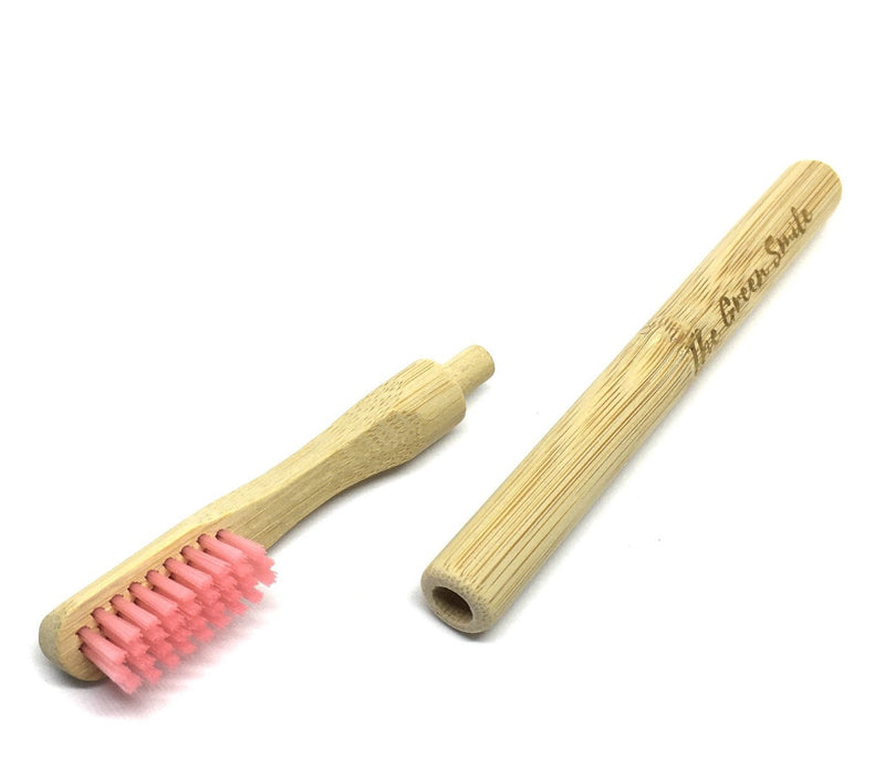 Lot de 2 brosses à dents en bambou à tête rechargeable