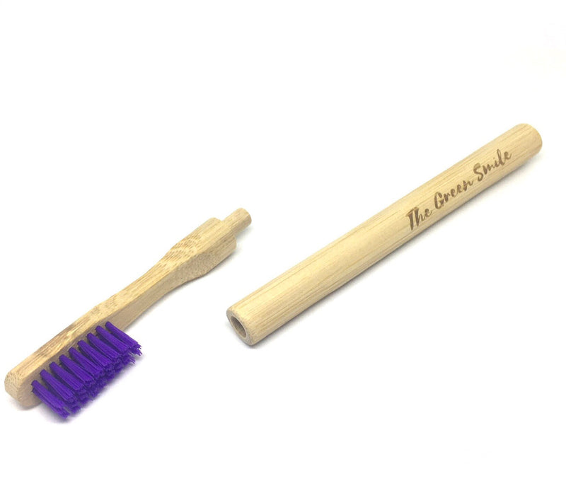 Lot de 2 brosses à dents en bambou à tête rechargeable