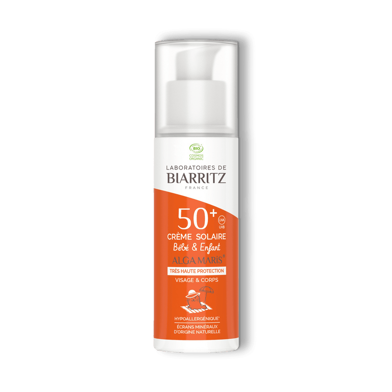 Crème solaire bio pour bébé et enfant SPF50