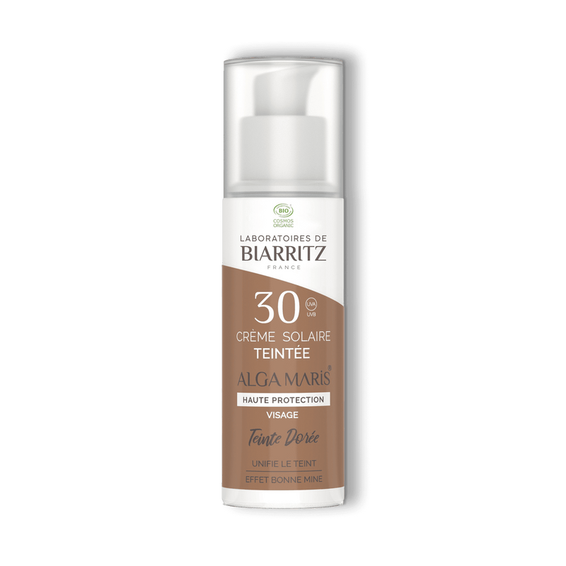 Crème solaire teintée visage SPF 30 certifiée bio