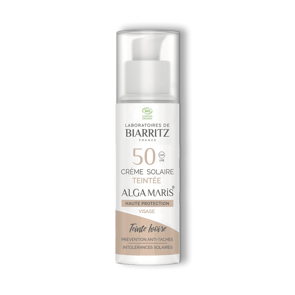 Crème solaire teintée visage SPF 50 certifiée bio