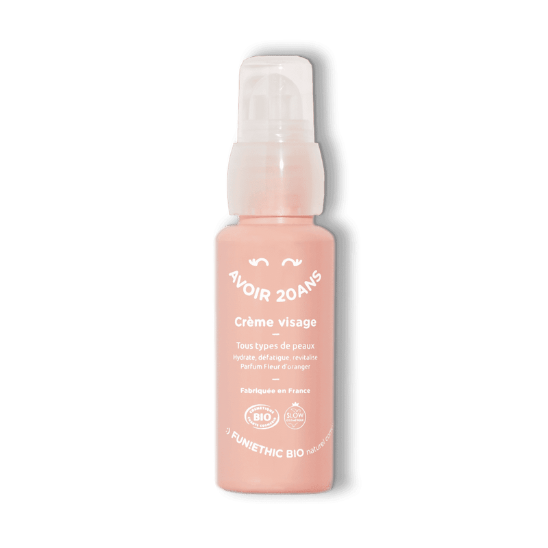 Flacon-pompe de crème visage hydratante Avoir 20 Ans de la marque Fun!Ethic
