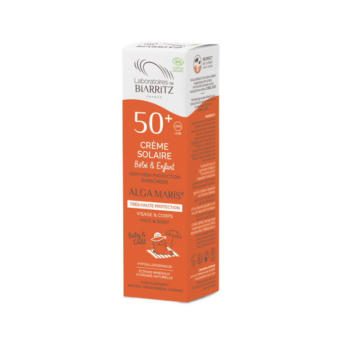 Crème solaire bio pour bébé et enfant SPF50