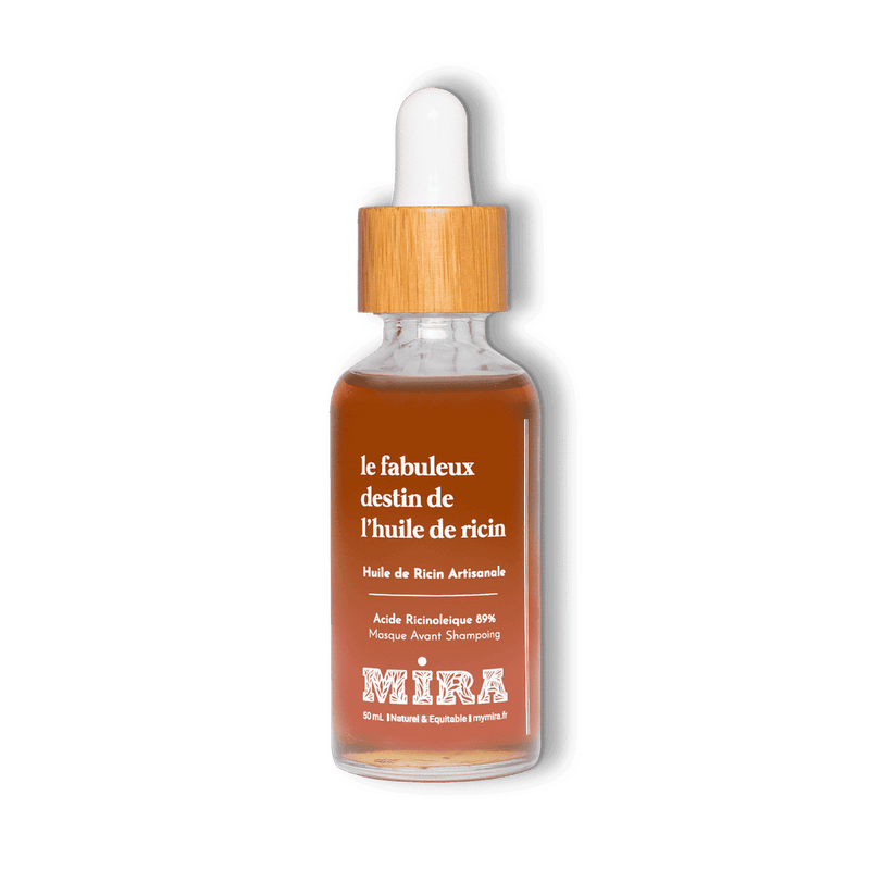 Flacon-pipette de l'huile de ricin artisanale Le fabuleux destin de l'huile de ricin, masque avant shampoing de la marque My Mira