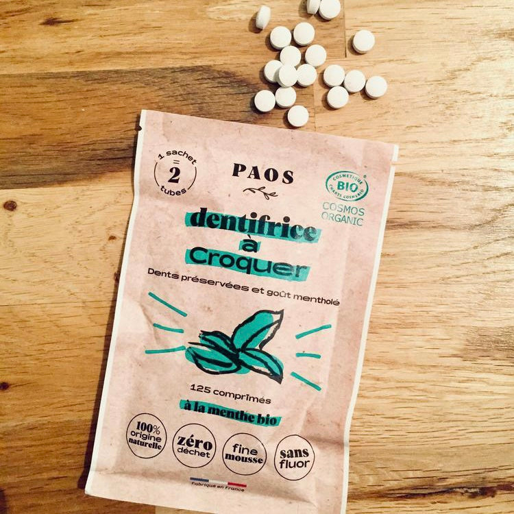 Sachet de 125 dentifrices à croquer à la menthe bio