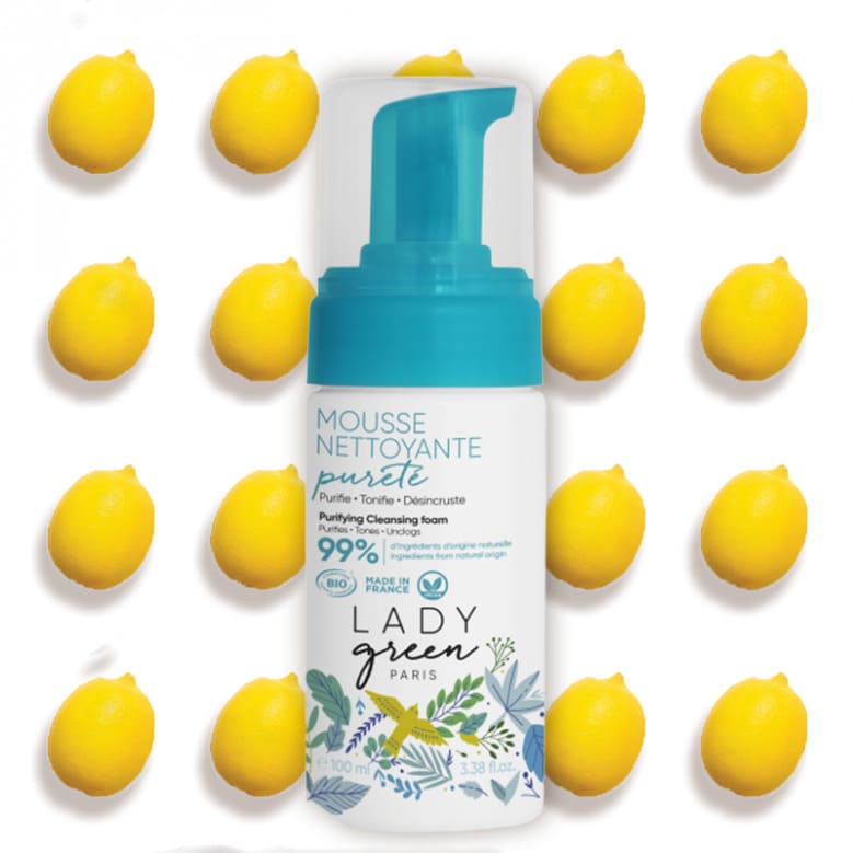 Flacon pompe de la mousse nettoyante pureté pour le visage de la marque Lady Green