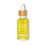 Sur fond transparent un flacon de sérum raffermissant Rien que pour vos seins de la marque My Mira