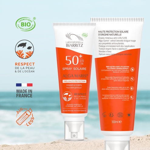 Spray solaire SPF50+ écoresponsable