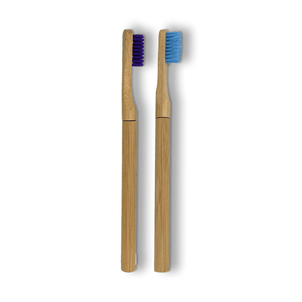 Lot de 2 brosses à dents en bambou à tête rechargeable