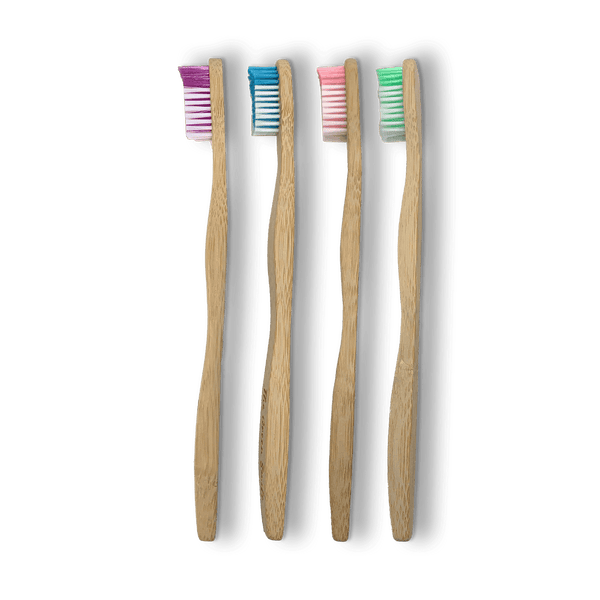 Lot de 4 brosses à dents en bambou pour adulte